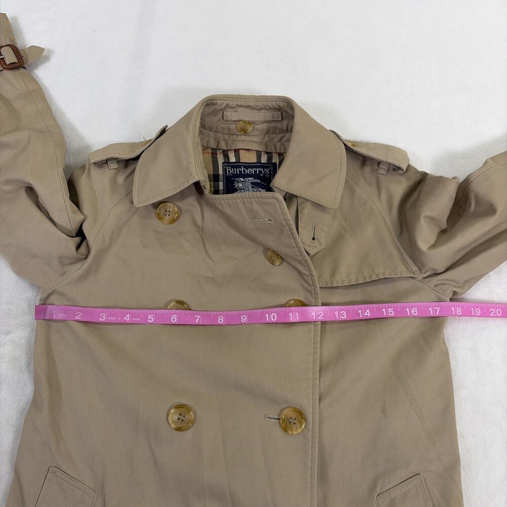 Vintage Burberry Women's Size 4 Long Khaki Nova Check Trench Coat 80s Union Made - Picture 15 of 15